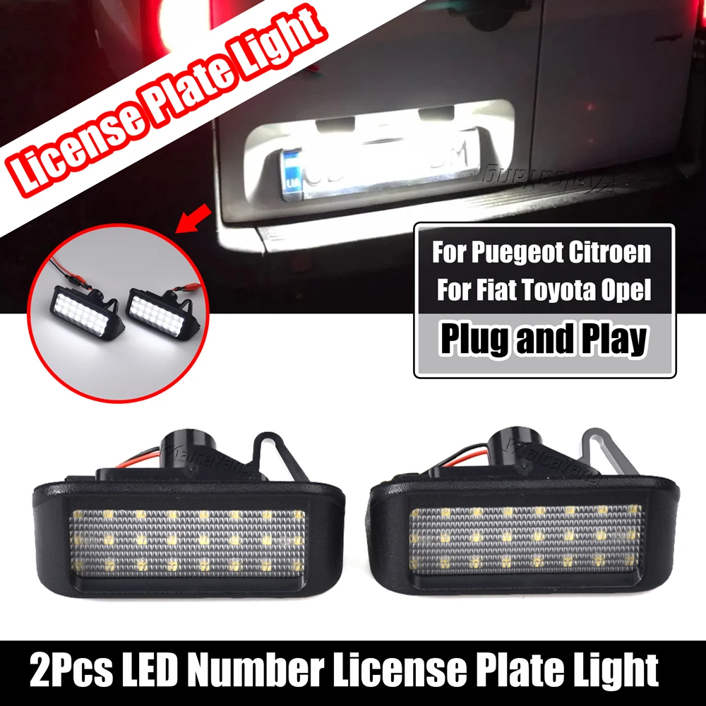 2x Auto LED Number License Plate Lights For Peugeot Expert Partner Rifter For Citroen Berlingo Jumpy For Fiat Scudo