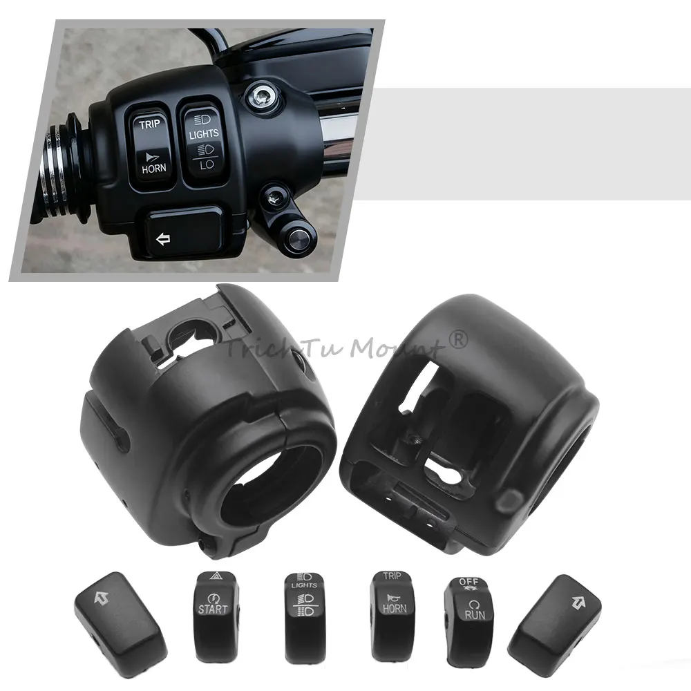 

1 Pair Handlebar Control Switch Housings Cover Button Caps Kit ABS Black Fit For Harley Sportster Forty-Eight XL1200X 2014-2022