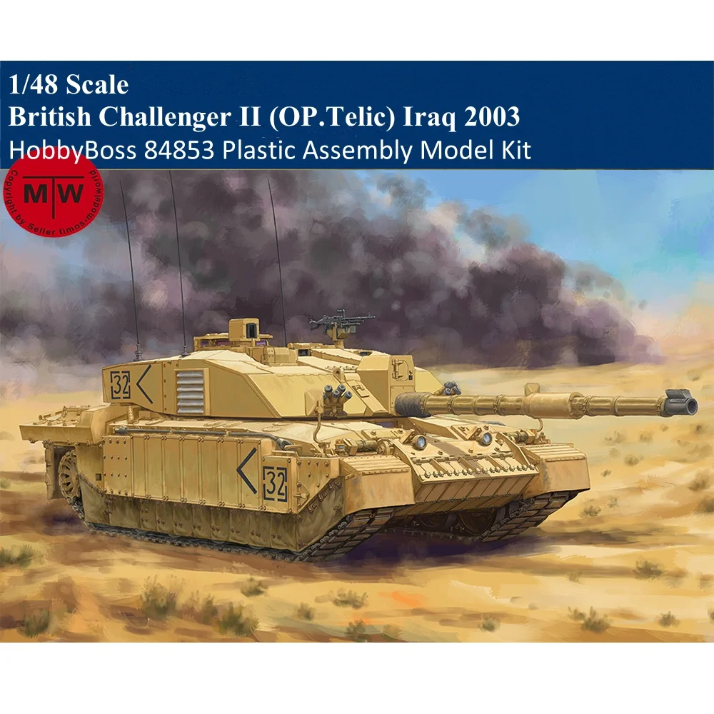 

HobbyBoss 84853 1/48 Scale British Challenger II (OP.Telic) Iraq 2003 Military Plastic Assembly Model Kit