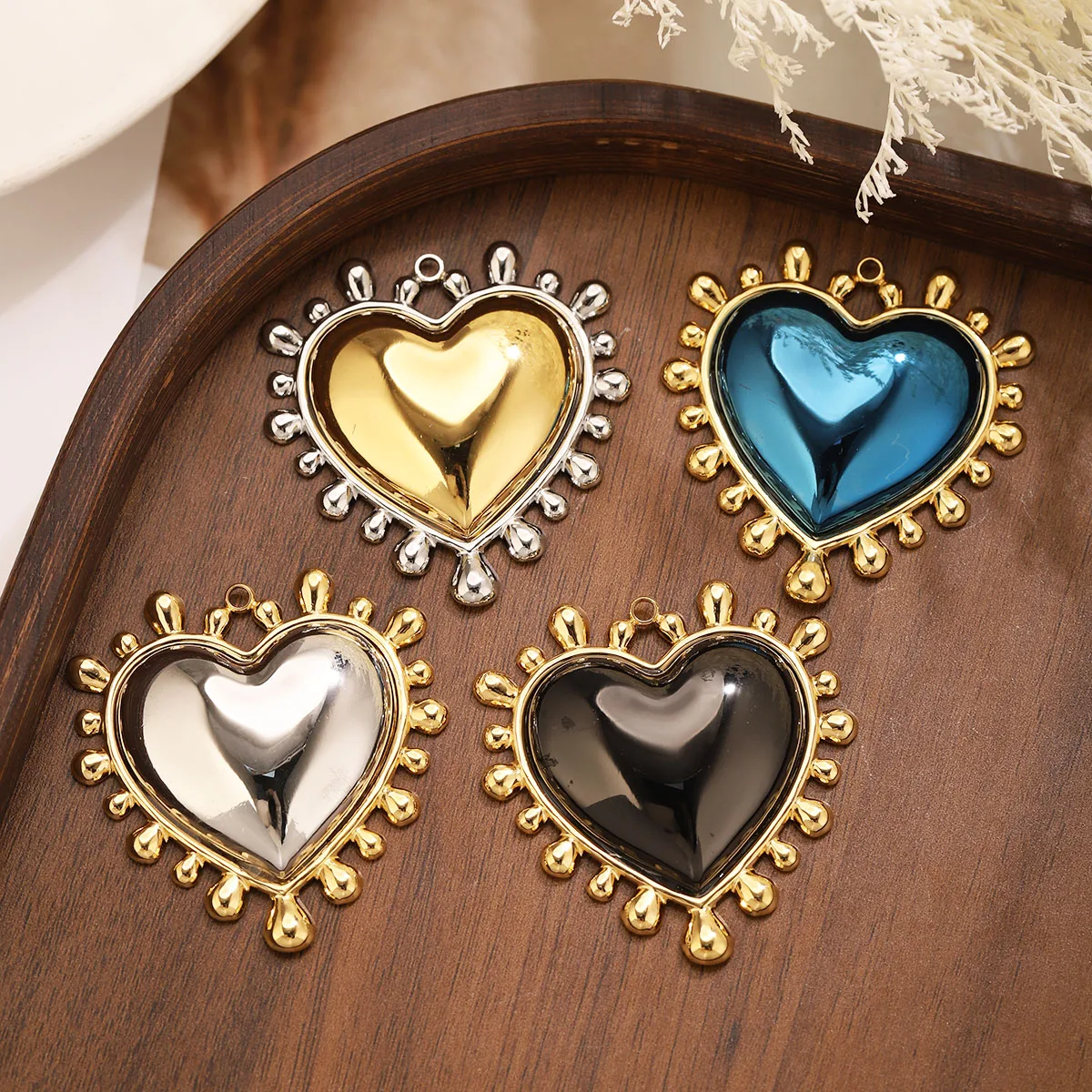 2Pcs Gold Plated Stainless Steel Lover Heart Pendants for DIY Jewelry Earrings Making Necklace Charms Bracelet Material view 4