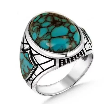 Tiktok Ancient Silver National Style Retro Rings for Women European and American  Burst Fashion Simple Men's and Women's Jewelry