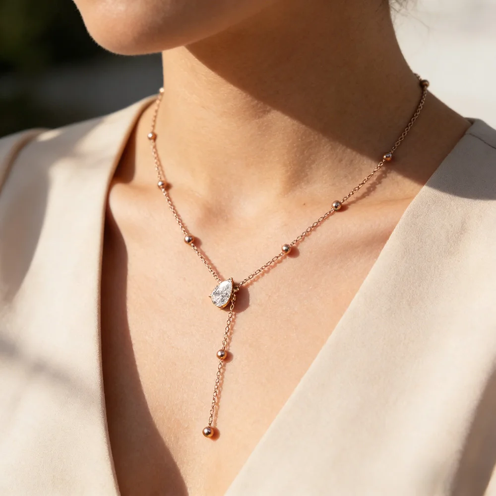 OEVAS 1-3CT Pear Cut Moissanite Diamond Pendant Necklace For Women S925 Silver 18K Gold Waterdrop NeckChain Party Fine Jewelry
