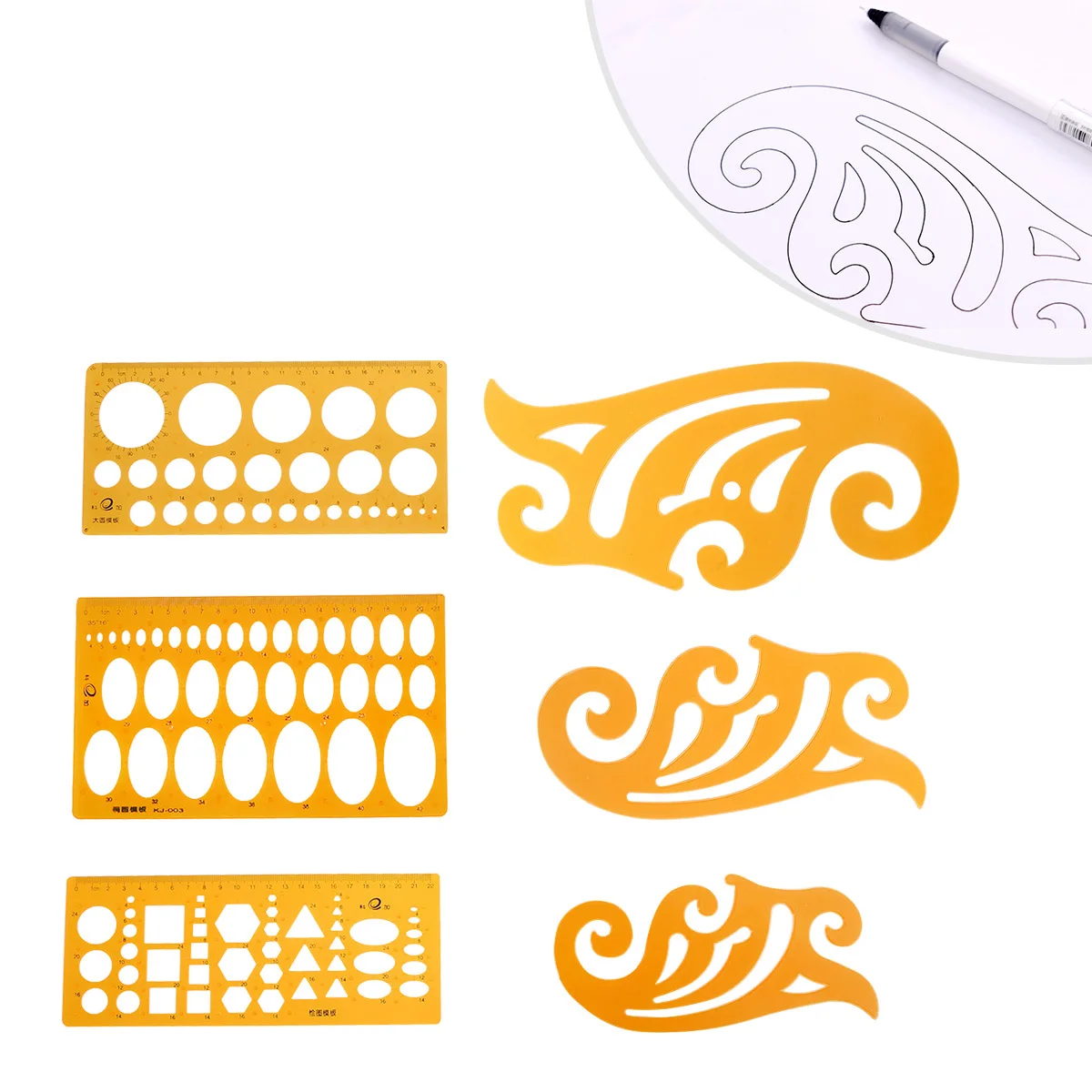 6 قطعة/المجموعة/مجموعة مسطرة قالب رسم أداة تصميم منحنى برتقالي شفاف لصياغة العمارة قياس قوالب البناء