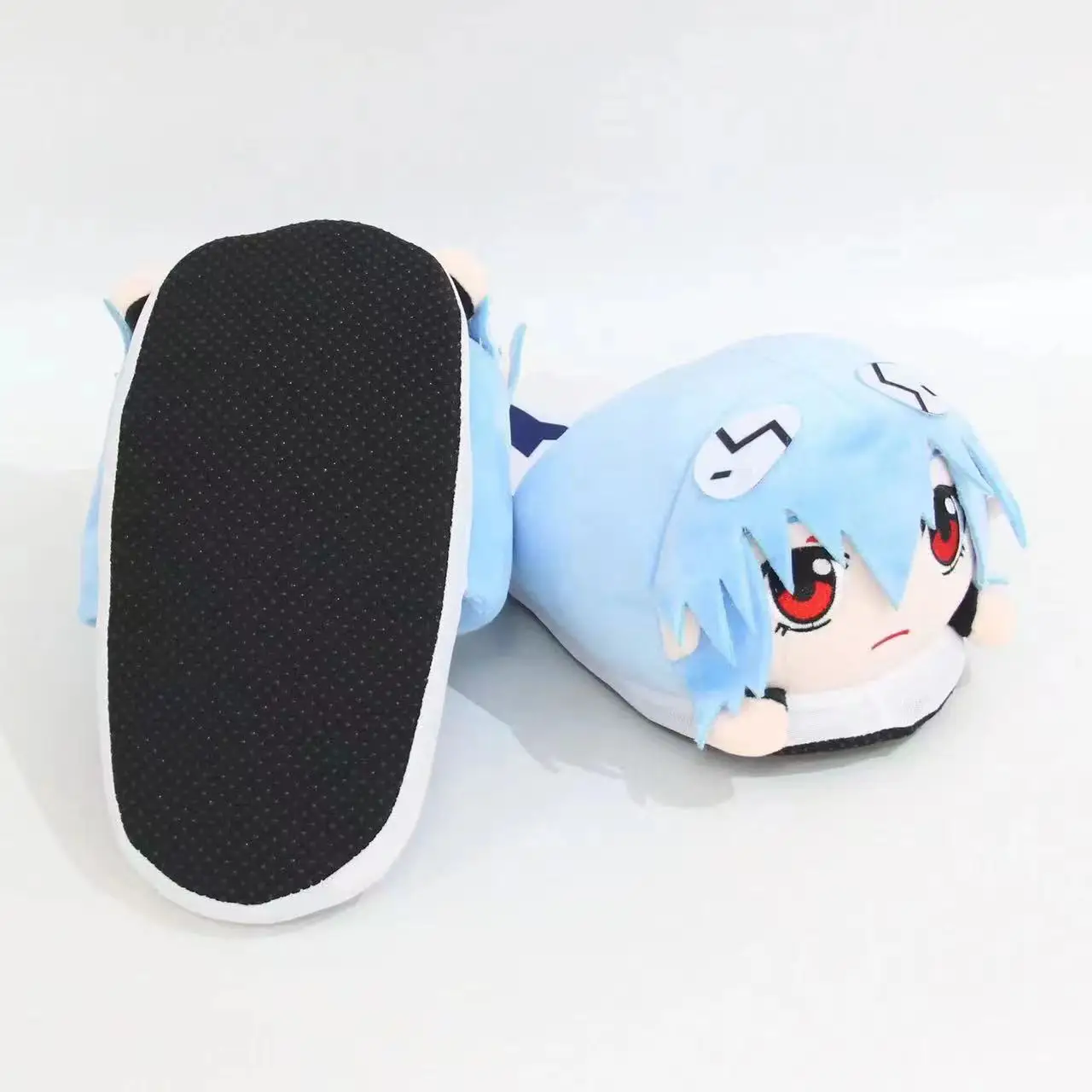 EVANGELION Rei Cotton Slippers Anime Plush Slippers for Men Women Cartoon Fluffy Shoes Home Indoor Slippers Winter Warm Shoes