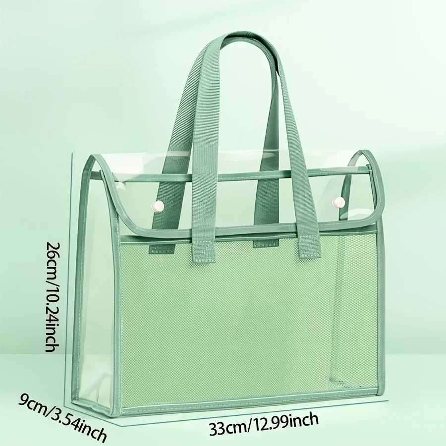 

1 large capacity portable transparent waterproof handheld folder, expandable file storage bag, PVC self-adhesive file bag for of