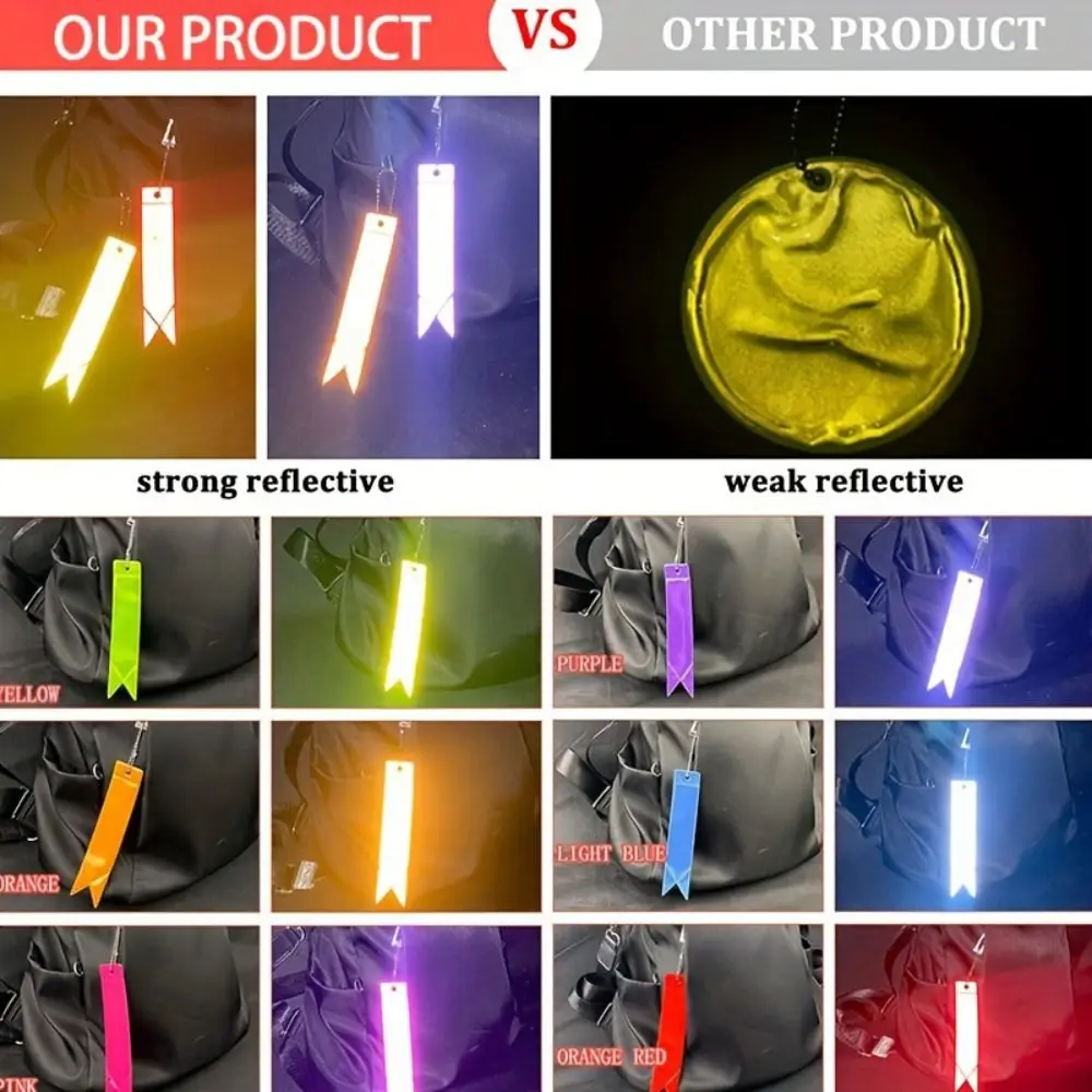 10Pcs Double-Sided Backpack Reflector PVC Safety Child Reflective Pendants High Brightness High Visibility Children's Reflector