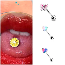 Stainless steel heart-shaped tongue nail zircon star tongue ring human puncture jewelry