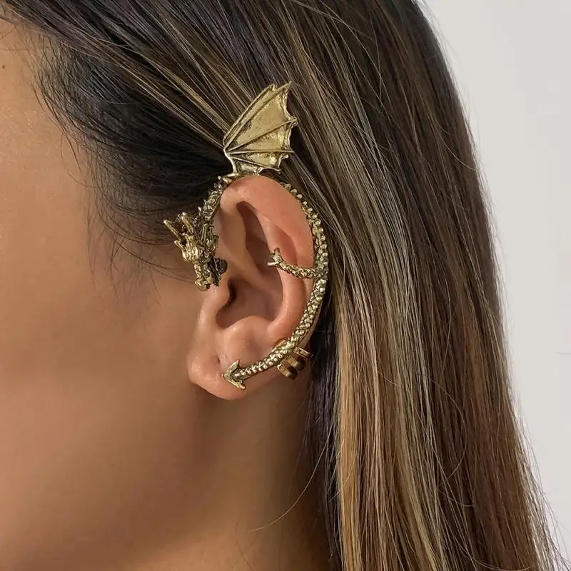 Ornaments Jewelry Eye-catching Fashionable Ear Cuffs Celebrity Style Must-have Ear Jewelry Fashion Trendy Unique Dragon Earrings