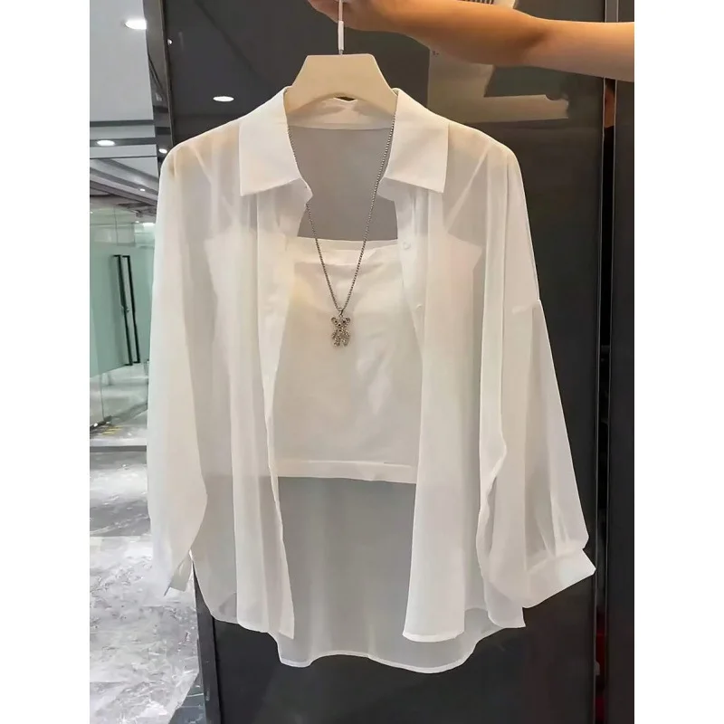 

Sun Protection Pearl Yarn Shirt Women's Fashion Spring 2026 Non-Shrinking Other Material 100% Other Style Fly Sleeve
