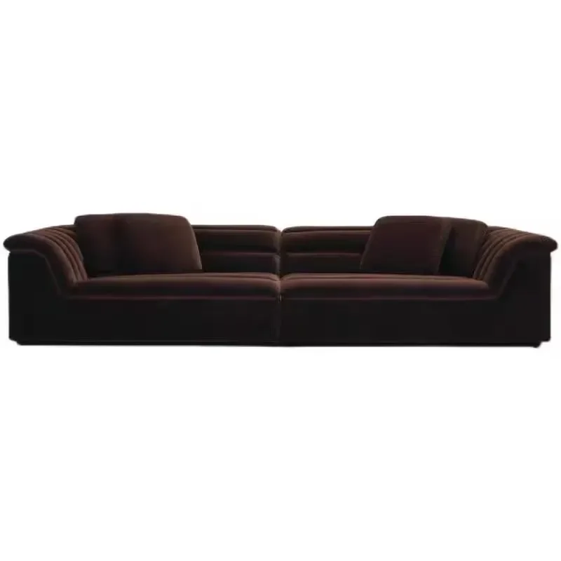 Retro red velvet fabric living room furniture sofa L-shaped low arm combination fabric sofa