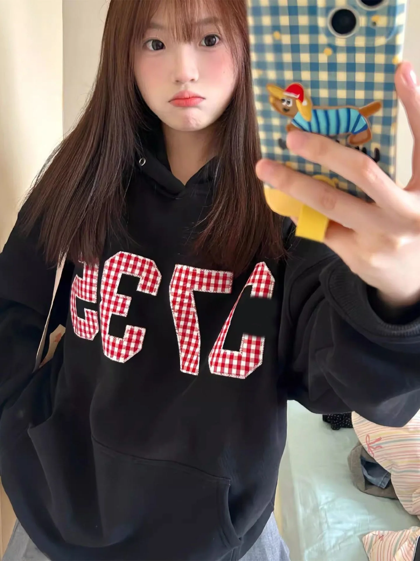 

Новая женская толстовка оверсайз в стиле ретро с вышивкой и пэчворком, осенне-зимний дизайн, парная модель, из полиэфирного волокна, длинный рукав