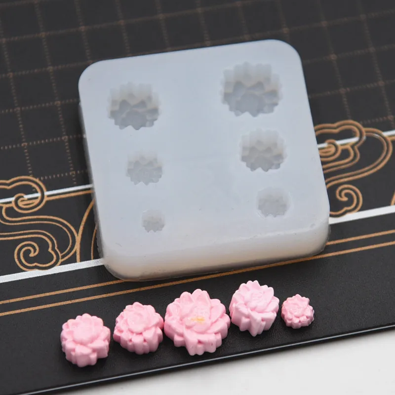 

Mini Lotus Flower Shape Moon Cake Mold Pottery Clay Silicone Molds for DIY Food Doll House Cooking Baking Tools