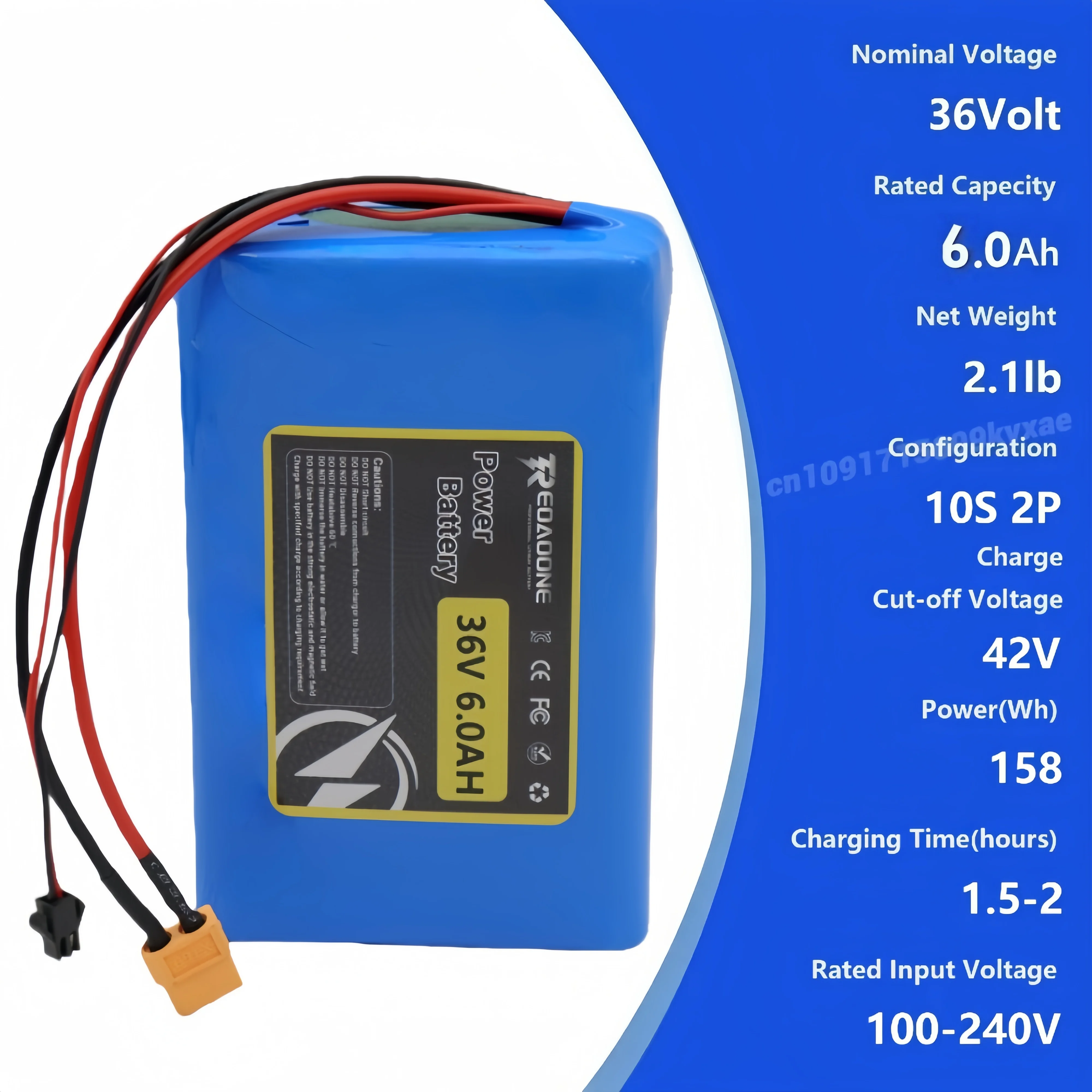 Safe High  36V 4000mAh/ 6000mAh Battery 10S2P with Protection Circuit for Hoverboard Scooter  DurableCustomizable plug
