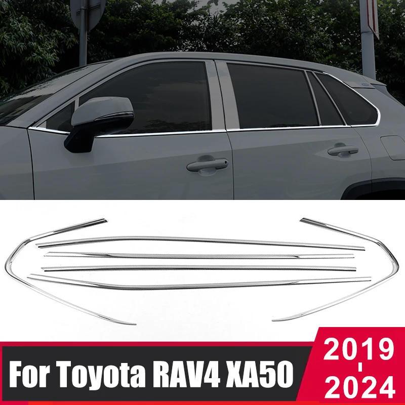 

For Toyota RAV4 XA50 2019 2020 2021 2022 2023 Stainless Steel Car Window Decorative Strip Anti-Scratch Protection Accessories