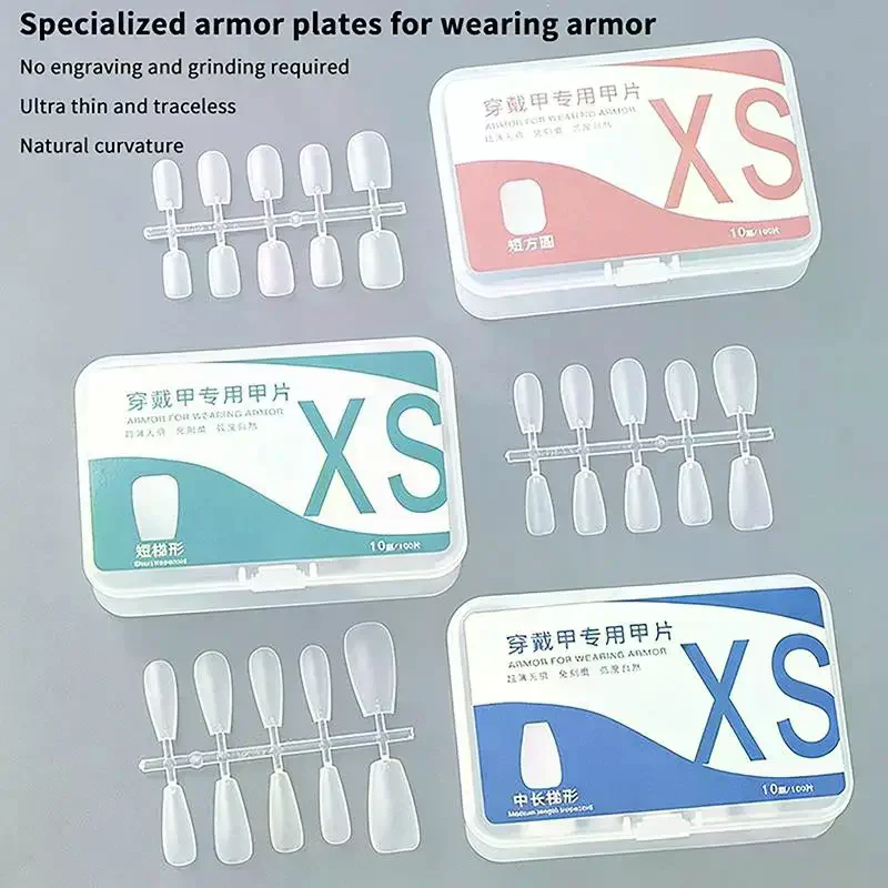 100Pcs/box XS/S/M Fake Nails No Polishing No Trace Press On Nails Clear Artificial Thin Nail Tips For Nail Extension Home DIY