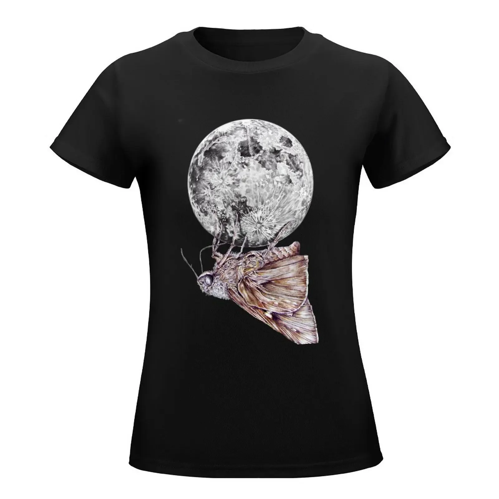 In which a moth is enticed by the light of the moon T-Shirt female summer top summer tops t shirts for Women loose fit