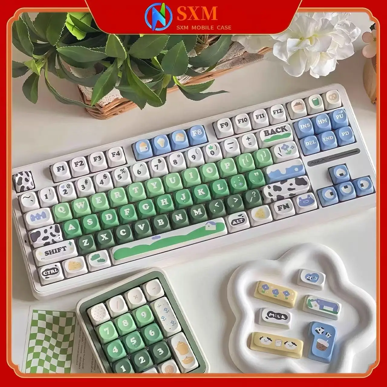 غطاء مفاتيح البقرة اللطيف من Ranch moa مكعب الارتفاع التسامي نينغزي 68 75 98 104108