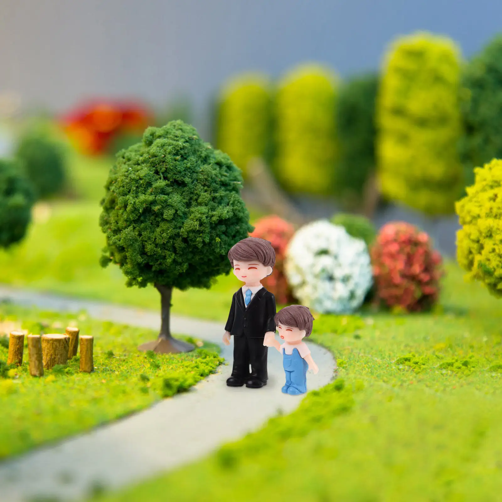3pcs Micro Landscape Father Son Figurines Resin Desktop Ornaments DIY Mini Decor Gifts Dad Statue Craft Home Office Present
