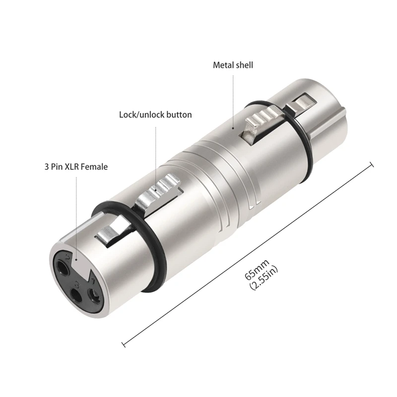 2 упаковки XLR «мама-мама», 3-контактный разъем XLR «мама» на 3-контактный XLR «мама» для изменения пола для микрофона, стерео, микшера