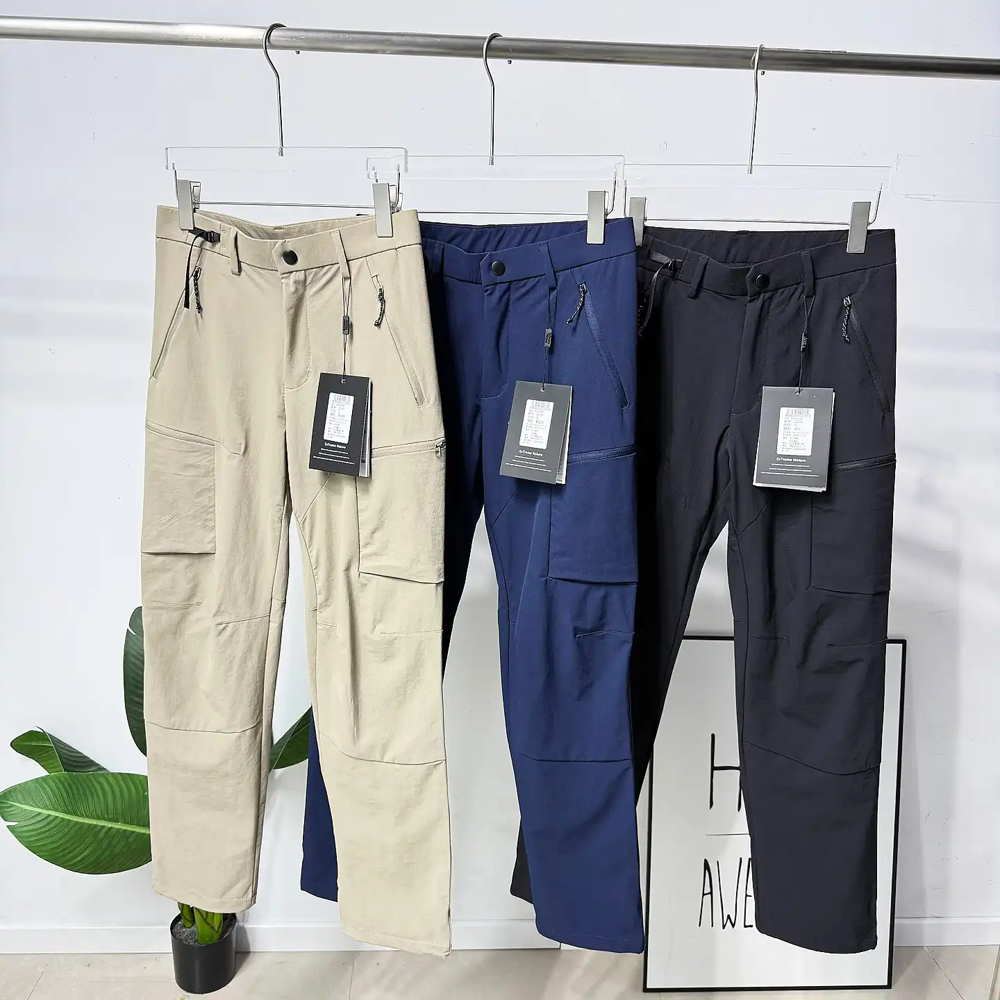 Lightweight Windproof Waterproof High Elastic Outdoor Hiking Casual Men's Long Pants Spring Summer Breathable Straight Leg Pants