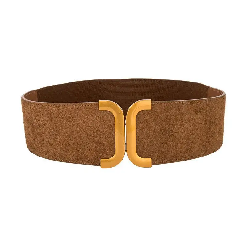 High Elastic Waistbands for Women Multi-color Blue Grey Camel Suede Real Leather Strechy Waist Belts Dress Shirt Ceinture Femme