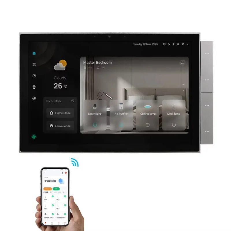 Tuya Smart Life Intelligent Scenes Central Control Panel Smart Home Zigbee Smart Wall Switch 10 Inches Touch Screen ABS Material