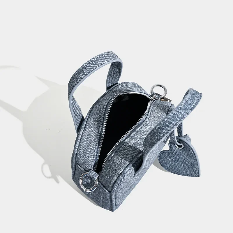 Bolsa feminina retrô imitação de jeans, bolsa pequena Boston, bolsa de ombro crossbody feminina de designer moderno