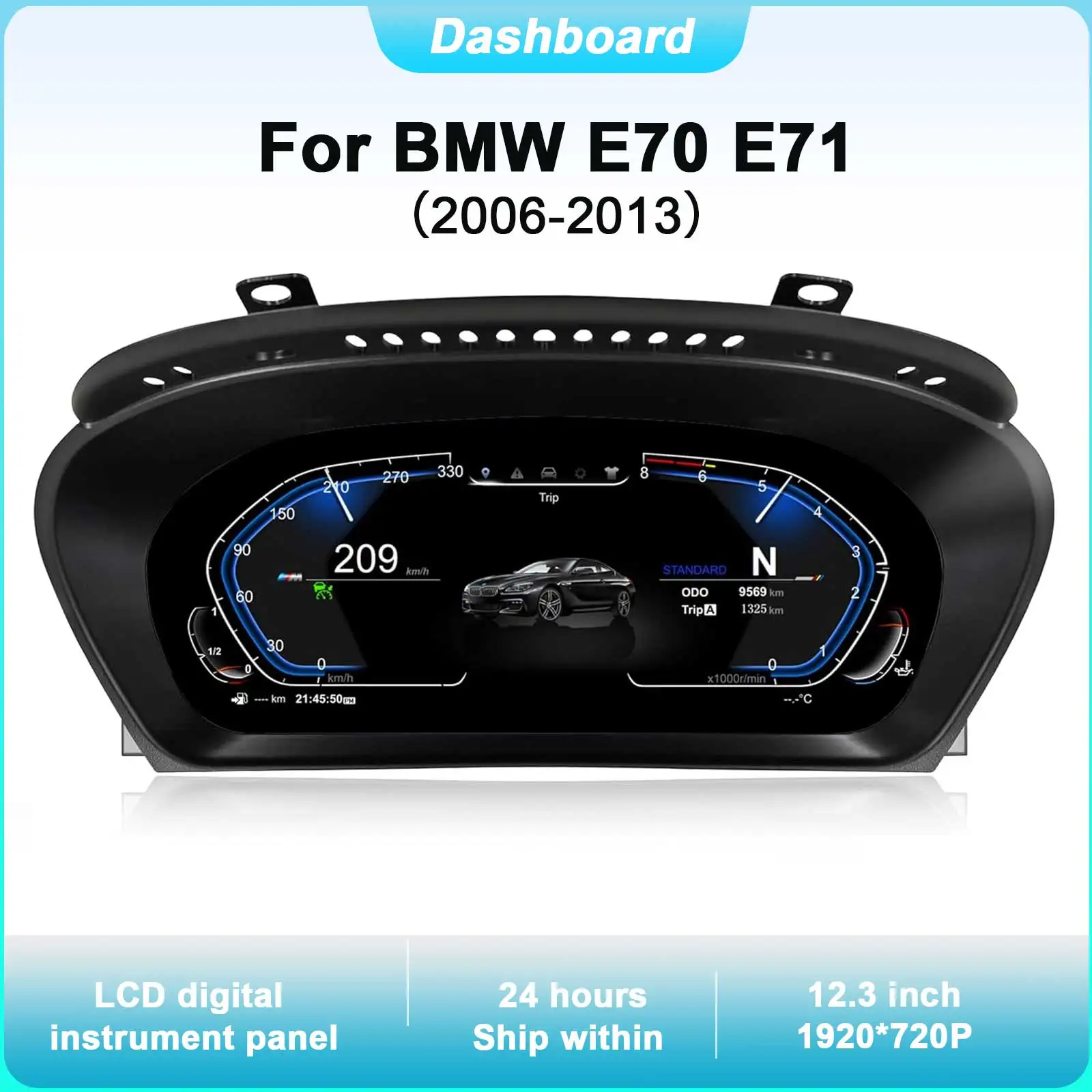 

10"Cluster Digital Dashboard For BMW E70 E71 2006-2013 Odometer, Speedometer, Dashboard Plug-and-Play