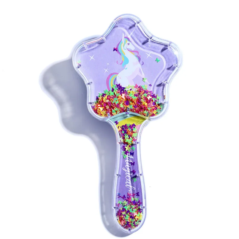 Cartoon Pattern Pentagram Sequins Hair Comb Cute Girl Hair Anti-knot Massage Comb Hair Brush