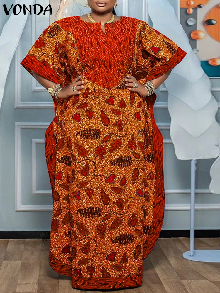

VONDA Summer Maxi Long Dress 2025 Women Bohemian Short Sleeve Party Sundress Sexy Printed Floor-Length Vestidos Robe