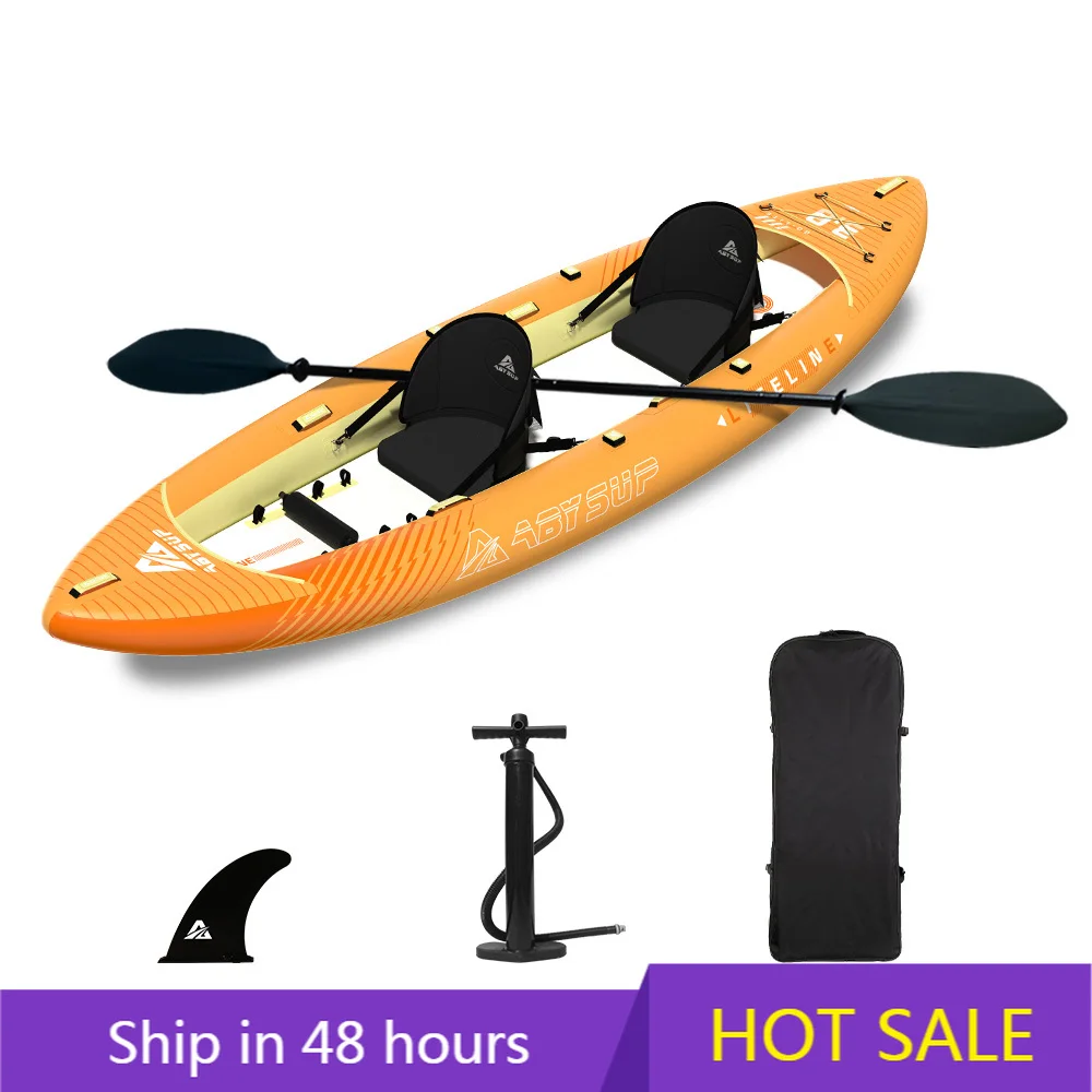 Factory Wholesale 2‑Person Sit‑in Inflatable Boat Lightweight PVC Drop‑Stitch Floor Kayak for Lake Drifting OEM Custom