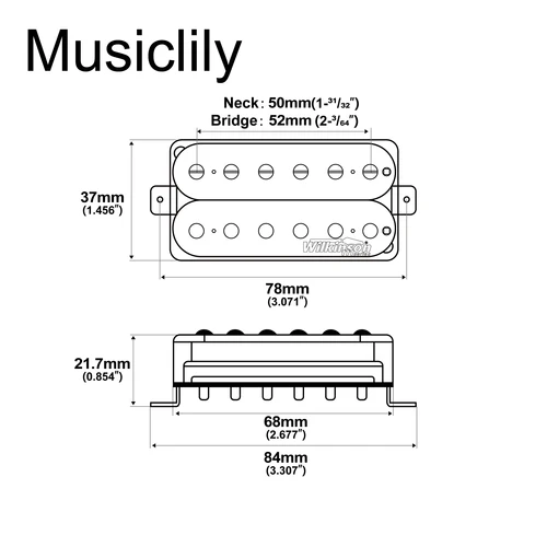 Imagen 2 del producto Wilkinson M Series Pastilla de puente de cuello Humbucker de estilo abierto bobinado de cerámica de tono clásico para guitarra eléctrica