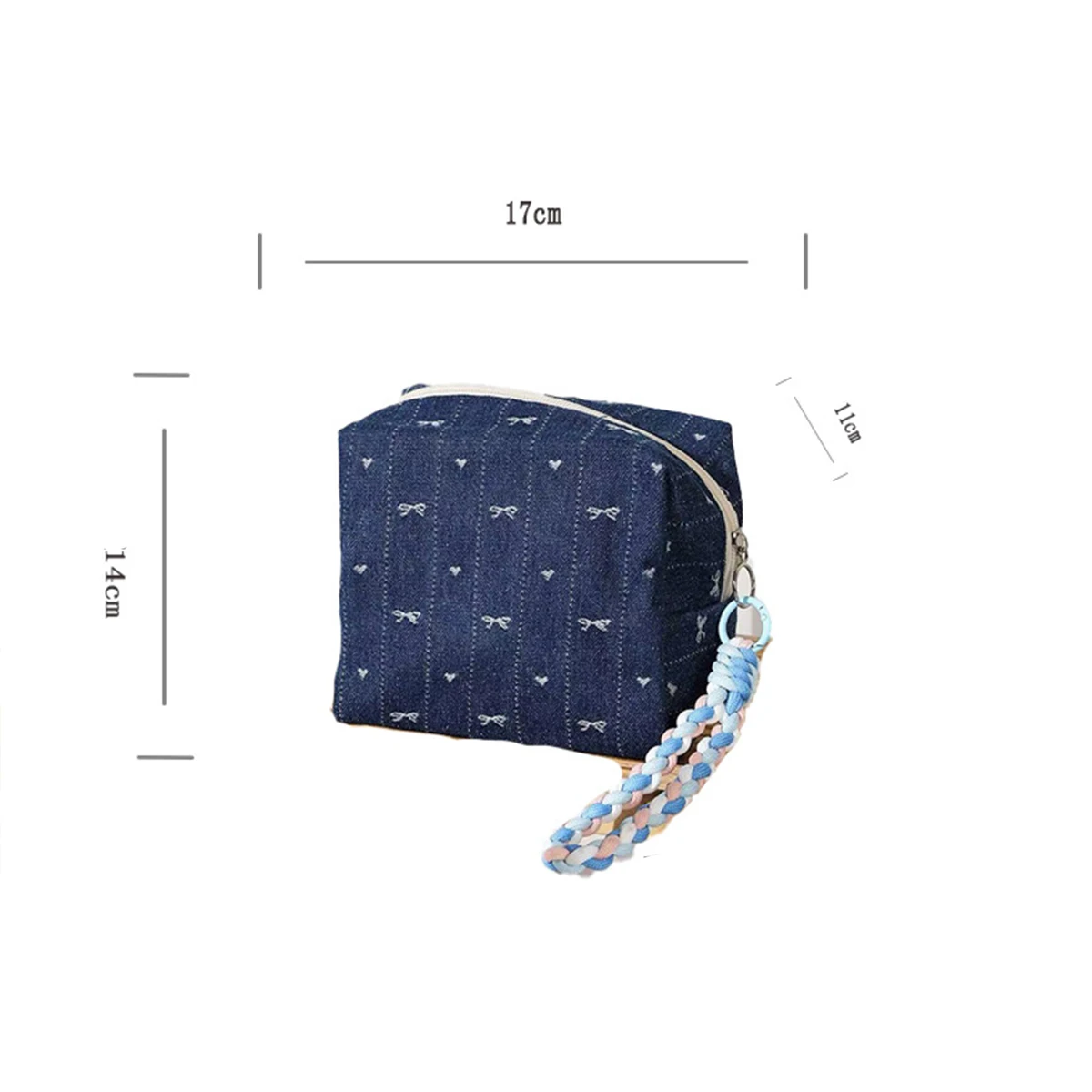 Borsa per il trucco in tessuto per ragazza con fiocco da cowboy retrò in tela Borse portaoggetti portatili per cuscini per la cura della pelle