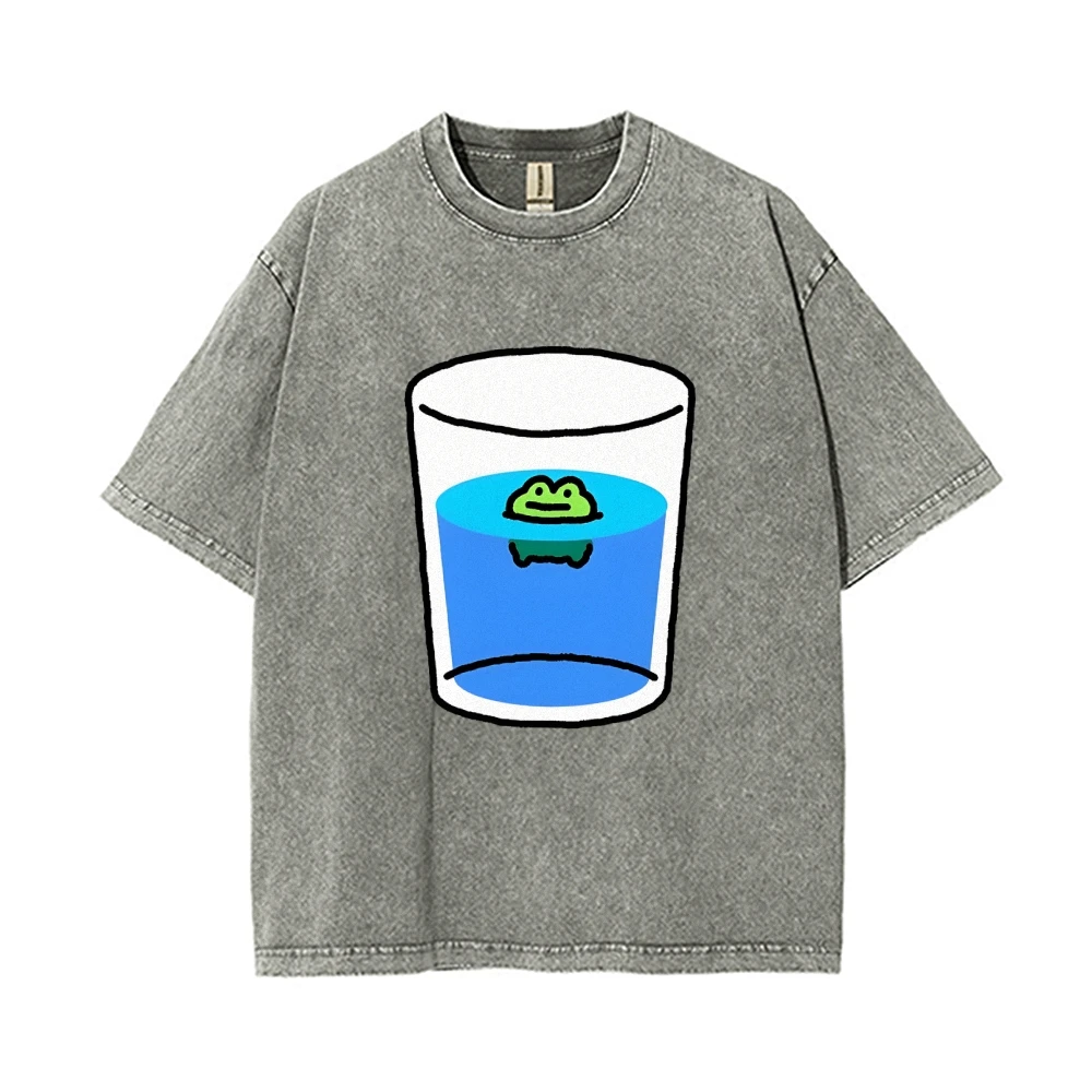 Cup Frog Printing Short Sleeves Plus Size Streetwear 15 Color Short Sleeves Japan and South Korea Trend Tops Clothing Summer