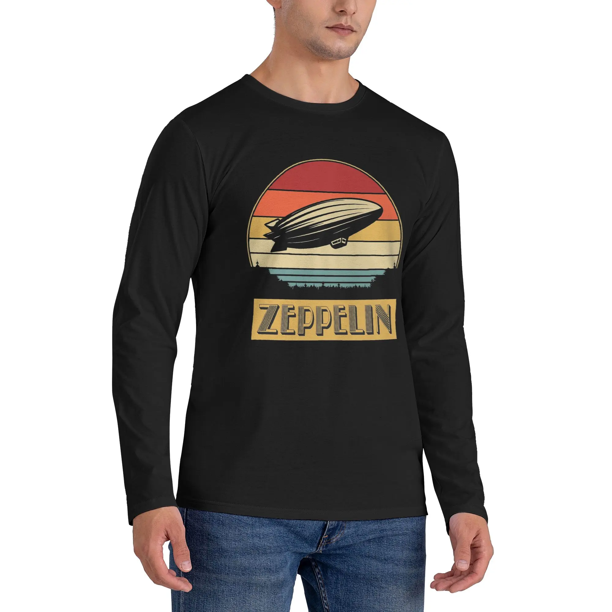 

Led Zepelin Men's Long Sleeved T-shirt Casual Round Neck T shirts Spring and Autumn Men tops
