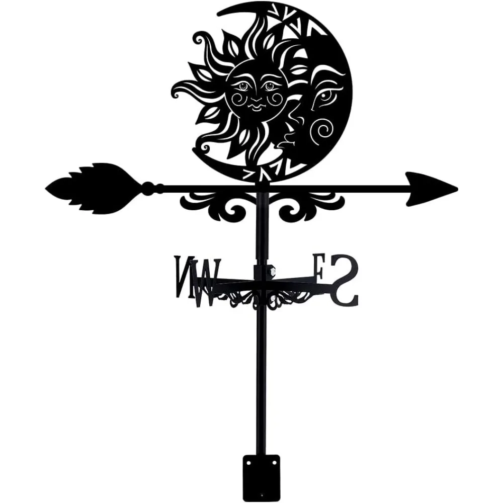 

Метеостанции Солнца и Луны Тотемы Солнца и Луны Флюгер для крепления на крышу Металлический флюгер Индикаторы направления ветра Погода