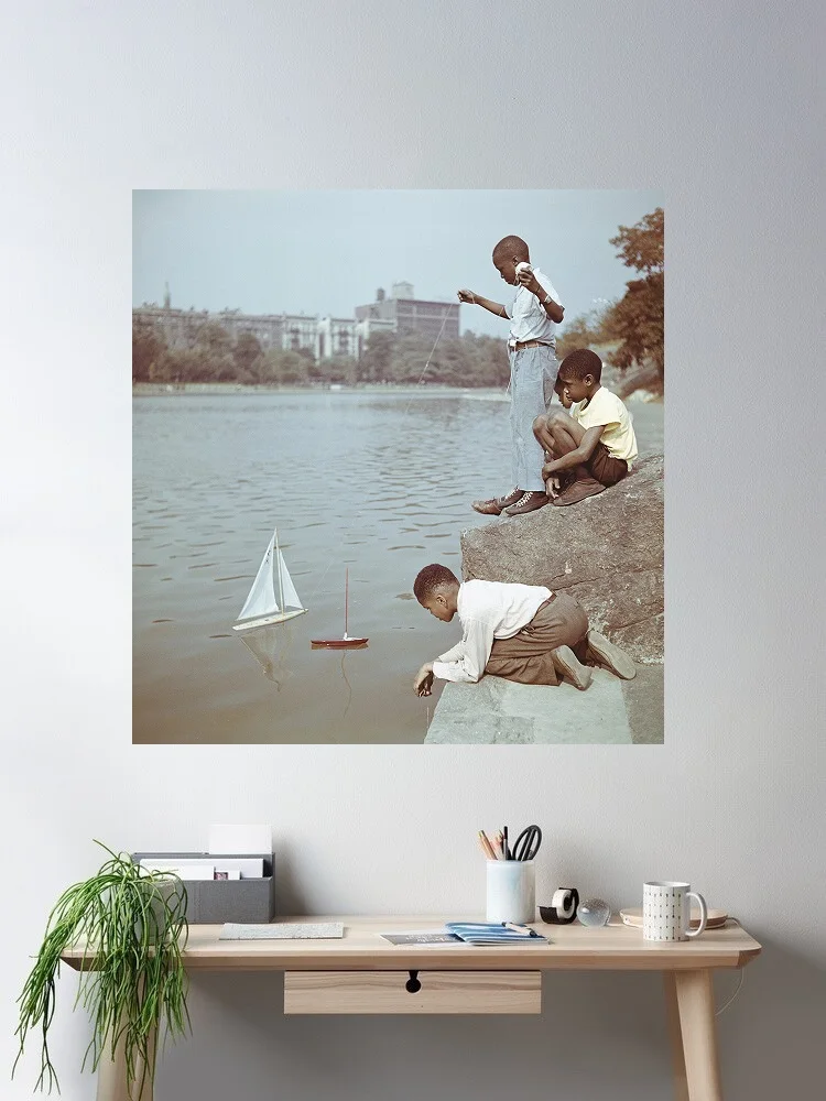 Slim Aarons 'Model Boat Sailing', Print Art Canvas Poster, Living Room, Home Wall Decor Picture