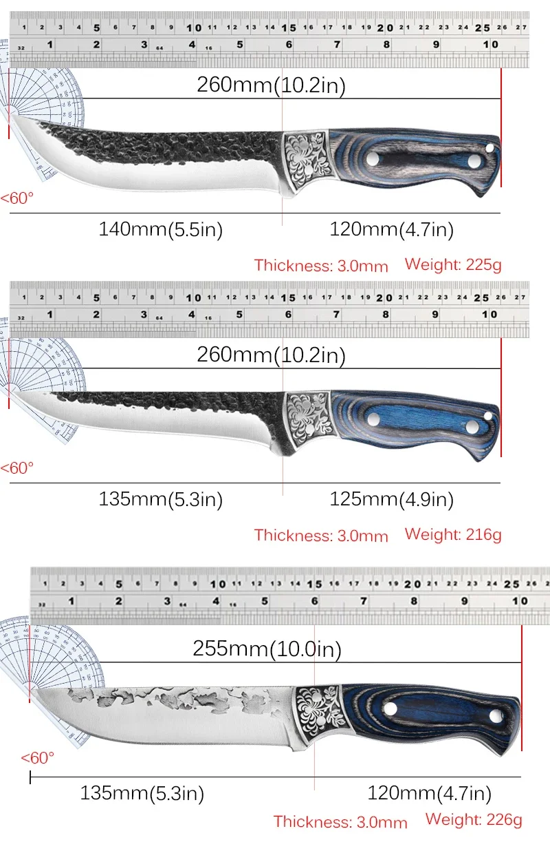 Household Slicing Knives Forged Boning Knife Stainless Steel Meat Cleaver Beef and Sheep Carving Knife Hammered Butcher's Knife