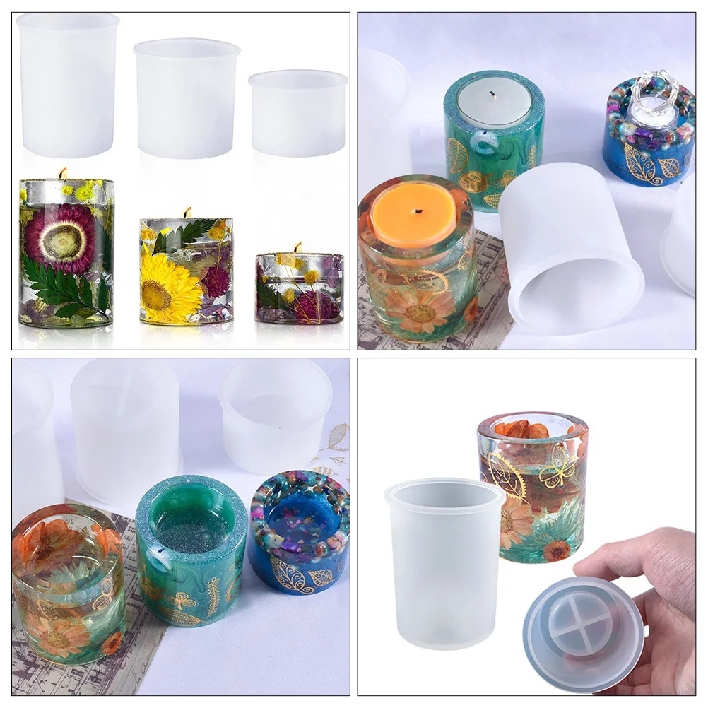 

1Set Cylindrical Silicone Holder Molds Resin Epoxy Mold Making Kit DIY Tea Lamp Aromatherapy Decoration