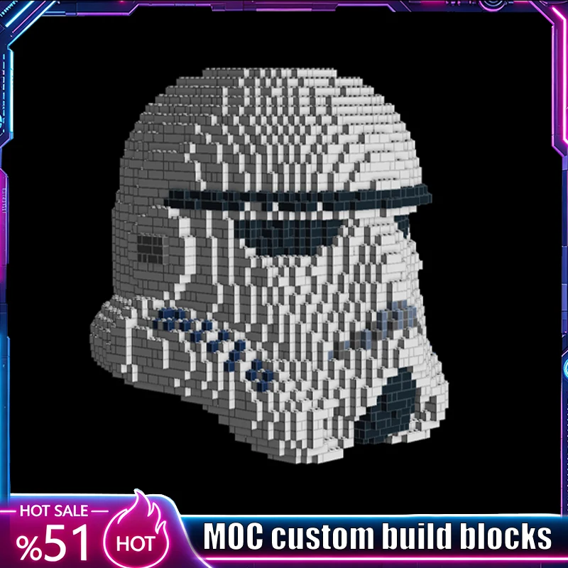 4265PCS Large Size Helmet Sculpture MOC Model Custom Building Blocks Educational Assembly Birthday Home Collection Display Gift