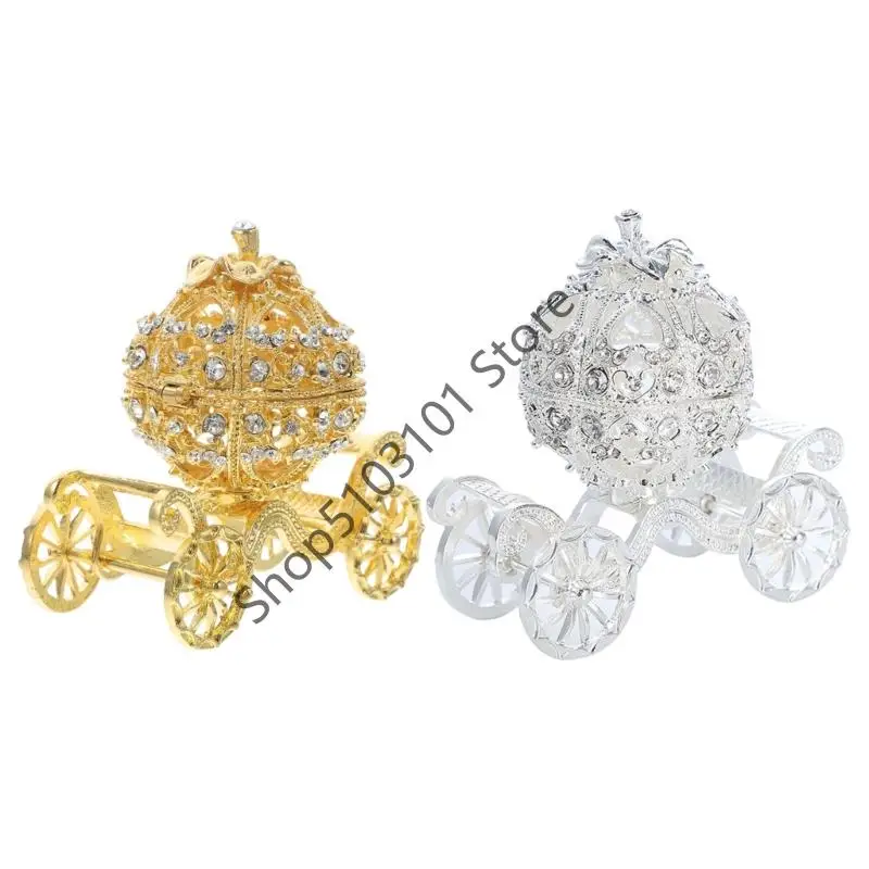 

X6HE Multifunctional Alloy Jewelry Holder Halloween Pumpkin Carriages Art Piece For Room Decors