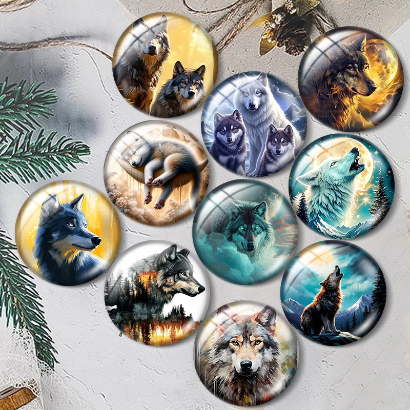 Animals Wolf Drawing 12/18/20/25mm glass cabochon  bracelet pendant rings for jewelry demo earrings back Making findings