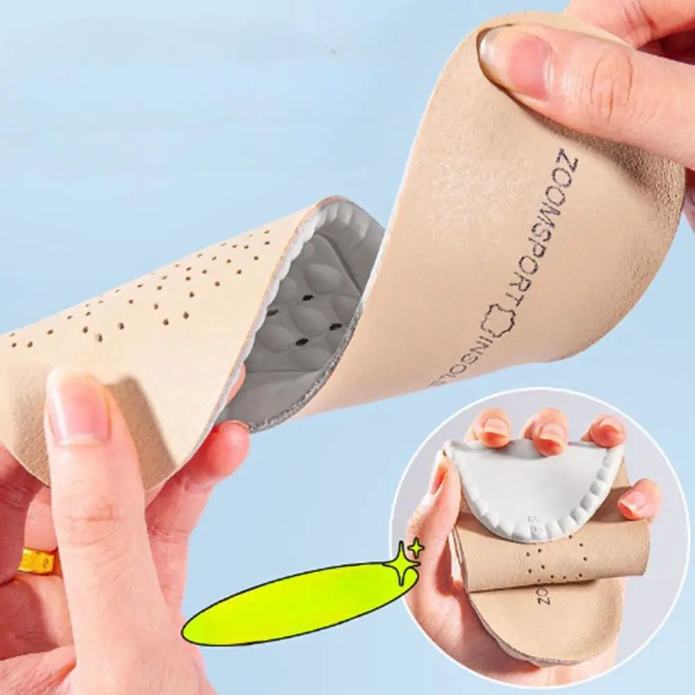 Breathable Comfort Insoles Sweat-Absorbing Odor-proof Massage Insole Shock Absorption Cushioning PU Leather Insoles