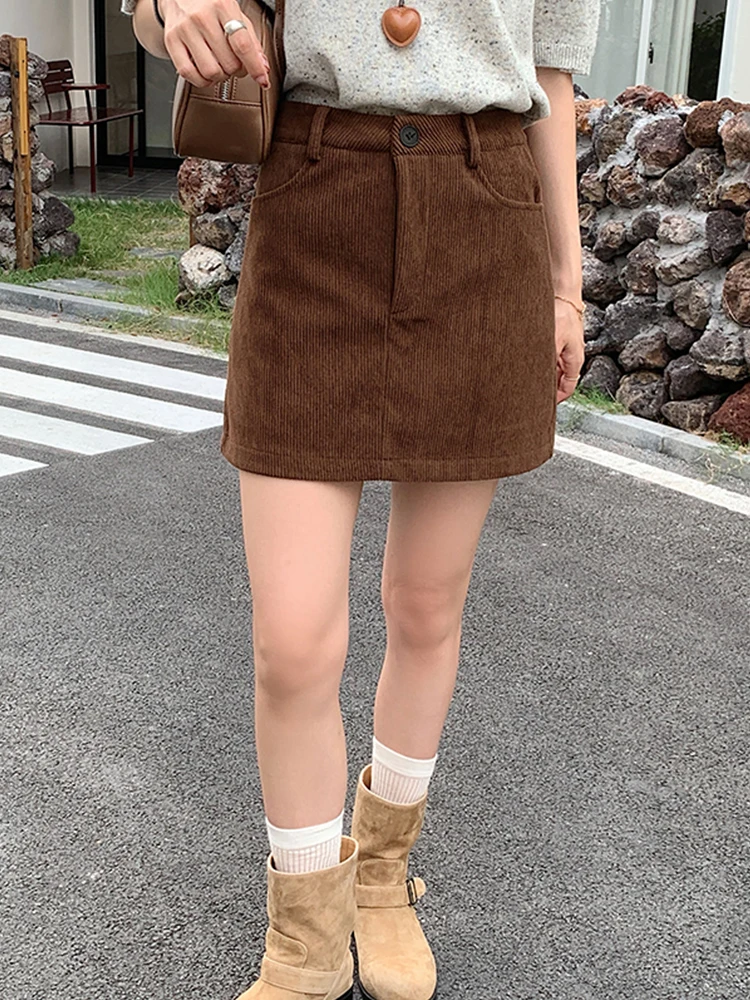 レディース冬用シェニールハイウエストスリムAラインミニスカート - ボディコン滑り止めカジュアルミディスカート