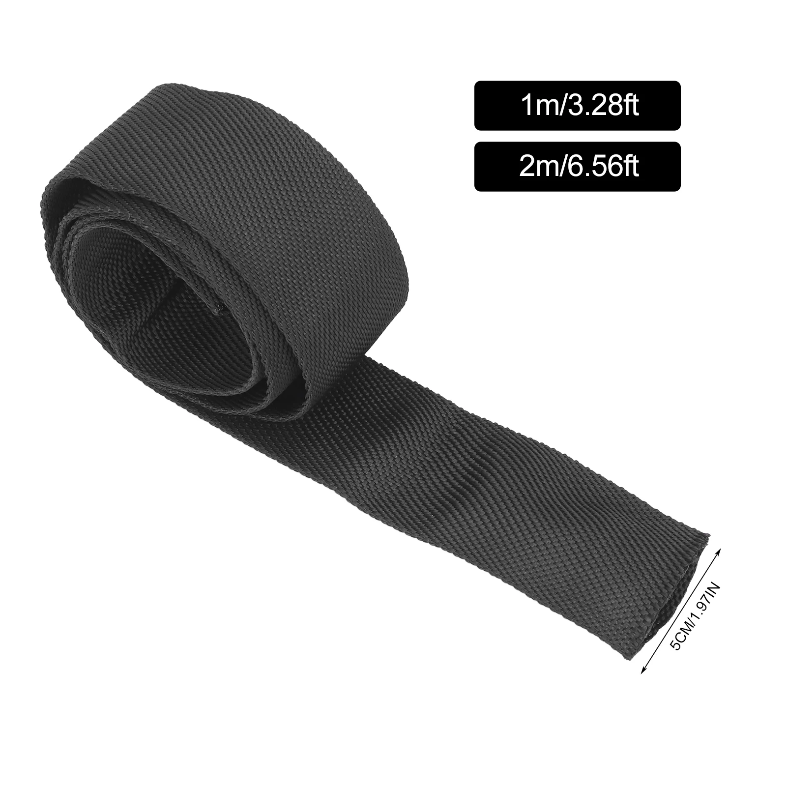 Polyester Winch Rope Protective Sleeve Black  for 5cm/1.97in Width Cable Line Winch Strap Sheath Winch Rope Protector