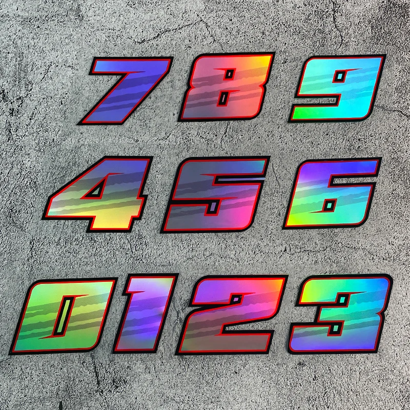 1PC Arabic Numerals Laser Motorcycle Stickers Waterproof for Motorbike Scooter Body Helmet Box Car Window Universal Vinyl Decals