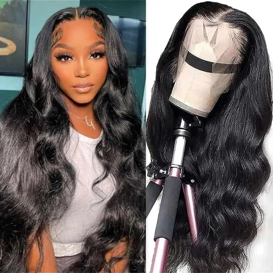 Loose Body Wave Human Hair Wig High Density 13x6 Hd Transparent Lace Frontal Wigs 100% Brazilian Black 40 Inch Choice For Women