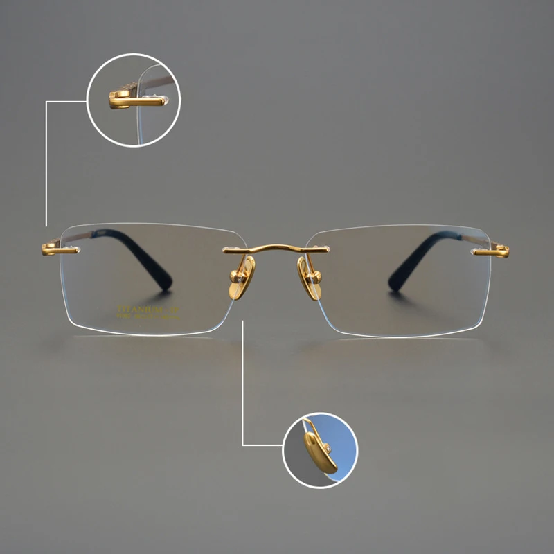 الذهب الجهاز الربيع بدون شفة التيتانيوم الرجال النظارات وصفة طبية العدسات الأشعة فوق البنفسجية حماية قصر النظر التقدمي النظارات البصرية القراءة