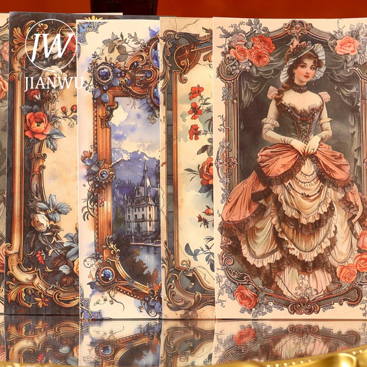 JIANWU 30 Sheets Bach\'s Conjecture Series Vintage Baroque Flower Border Collage Material Paper Creative DIY Journal Stationery