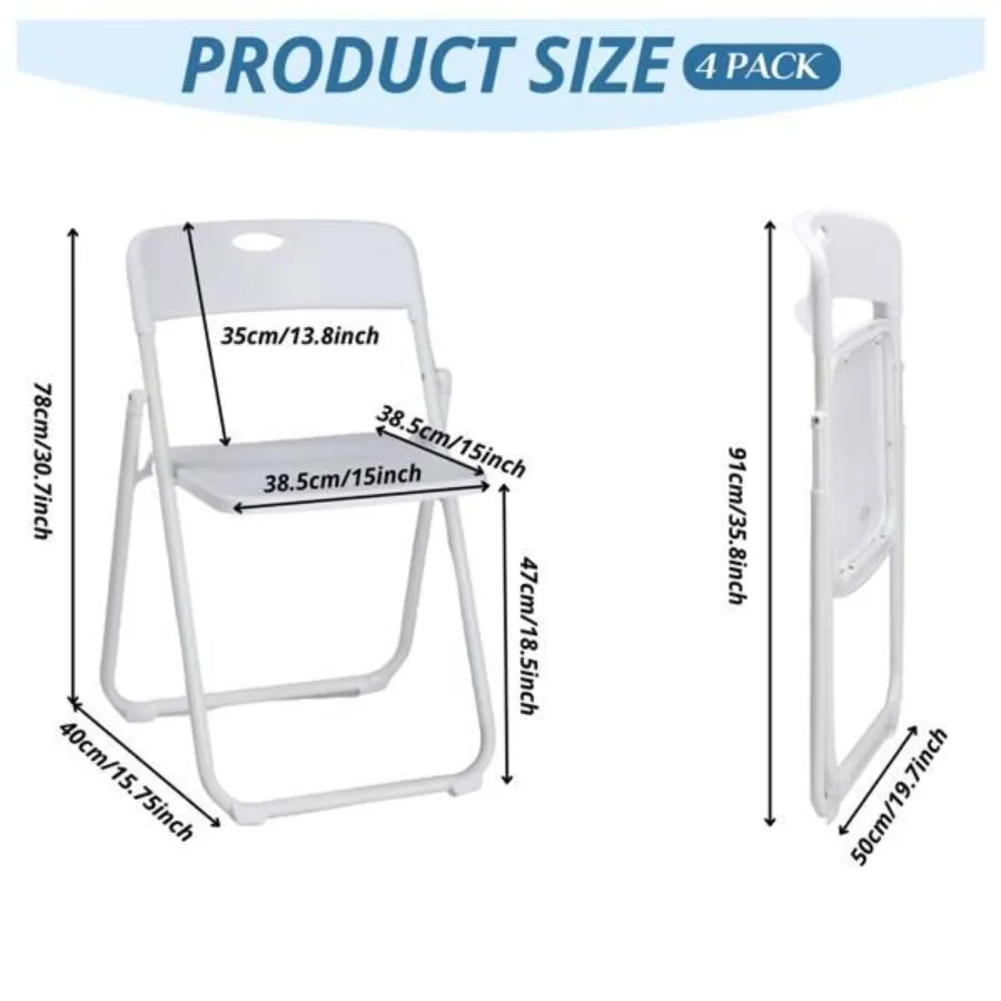 

4 Pack Plastic Folding Chairs Stackable Commercial Chairs Portable Event Seats Indoor Outdoor for Home Event Party Picnic Schoo